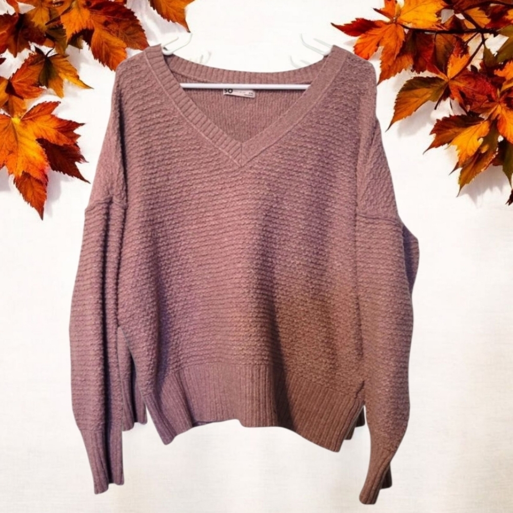Cozy Mauve V-Neck Sweater